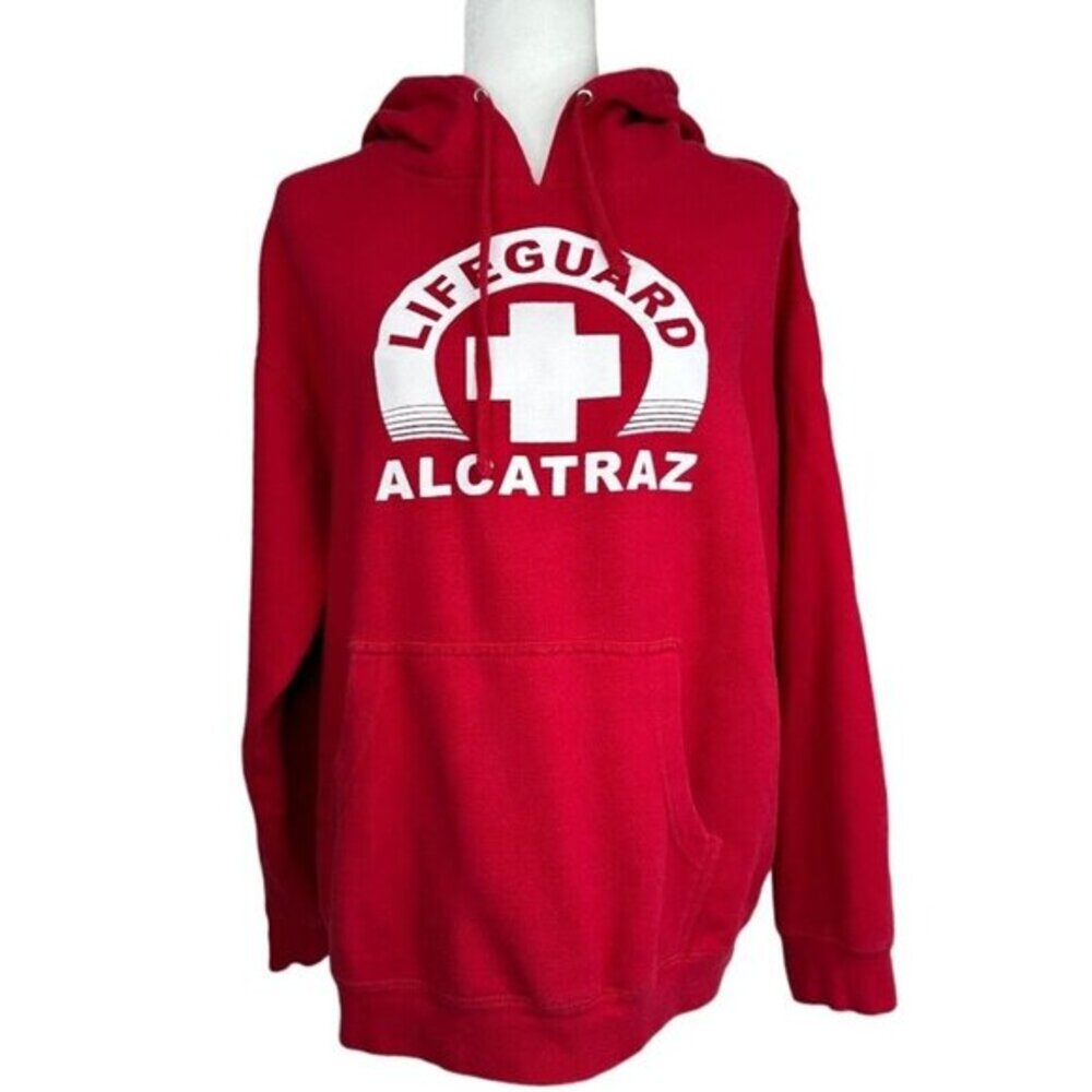 Lifeguard Womens Alcatraz Red Graphic Souvenir‎ Tourist Hoodie Sweatshirt Medium